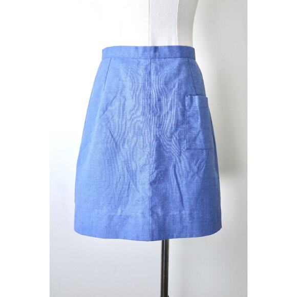 Vintage 1960s Leon Levin Size XS Skort Pinwheel Appliqué Button Front Skirt Blue - Picture 6 of 9